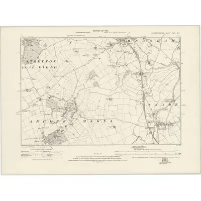 1920 Map of Leicestershire XXII.SE, 1925 Print