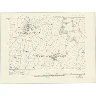 1927 Map of Leicestershire XXIII.NW, 1931 Print
