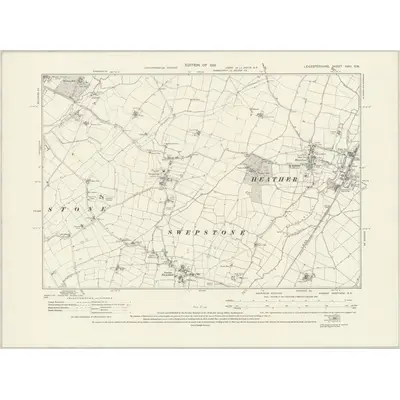 1927 Map of Leicestershire XXIII.SW, 1931 Print