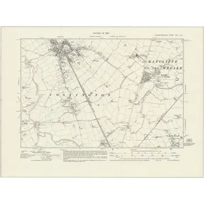 1927 Map of Leicestershire XXV.NE, 1930 Print