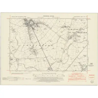 1950 Map of Leicestershire XXV.NE, 1952 Print