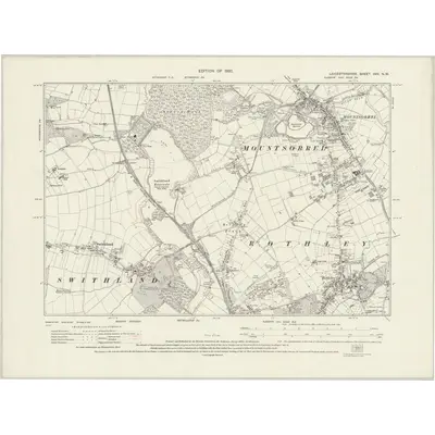 1927 Map of Leicestershire XXV.NW, 1930 Print