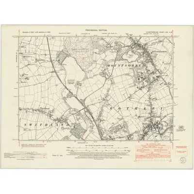 1950 Map of Leicestershire XXV.NW, 1952 Print