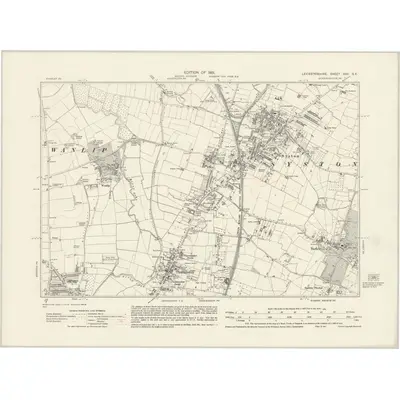 1927 Map of Leicestershire XXV.SE, 1931 Print