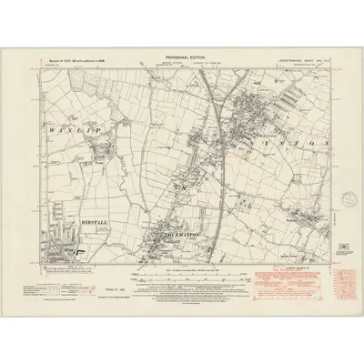 1938 Map of Leicestershire XXV.SE, 1948 Print