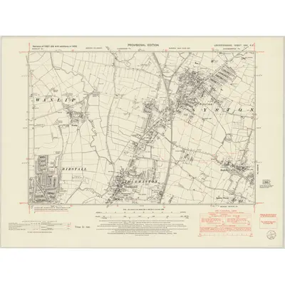 1950 Map of Leicestershire XXV.SE, 1952 Print