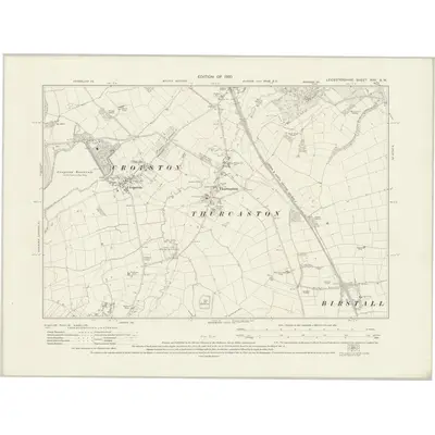 1927 Map of Leicestershire XXV.SW, 1930 Print