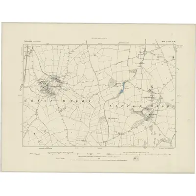 1883 Map of Leicestershire XXVII.NW, 1884 Print