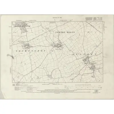 1921 Map of Leicestershire XXVIII.NW, 1924 Print