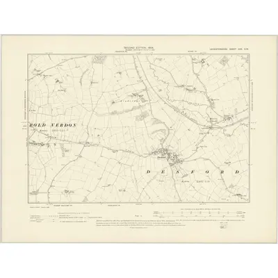 1901 Map of Leicestershire XXX.SW, 1904 Print