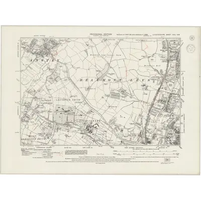 1938 Map of Leicestershire XXXI.NW, 1944 Print