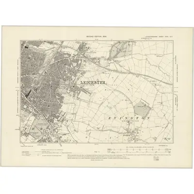 1902 Map of Leicestershire XXXI.SE, 1904 Print