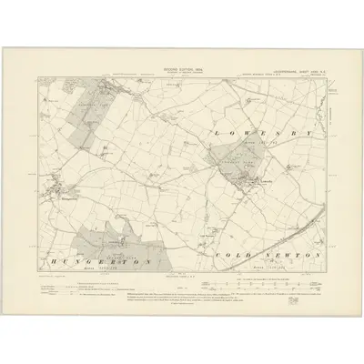 1902 Map of Leicestershire XXXII.NE, 1904 Print