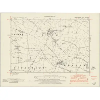 1950 Map of Leicestershire XXXII.NW, 1952 Print