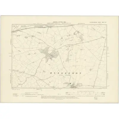 1902 Map of Leicestershire XXXII.SE, 1904 Print