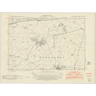 1950 Map of Leicestershire XXXII.SE, 1952 Print