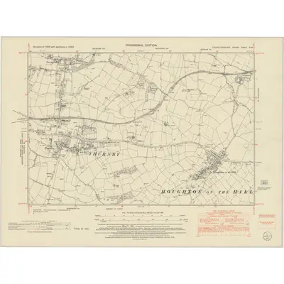 1950 Map of Leicestershire XXXII.SW, 1952 Print