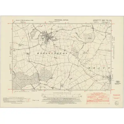 1950 Map of Leicestershire XXXIII.NE, 1952 Print