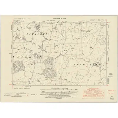 1950 Map of Leicestershire XXXIII.SE, 1952 Print