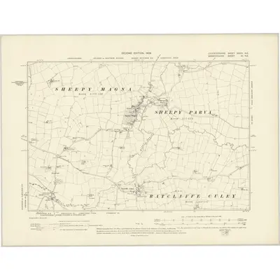 1901 Map of Leicestershire XXXIV.NE, 1903 Print