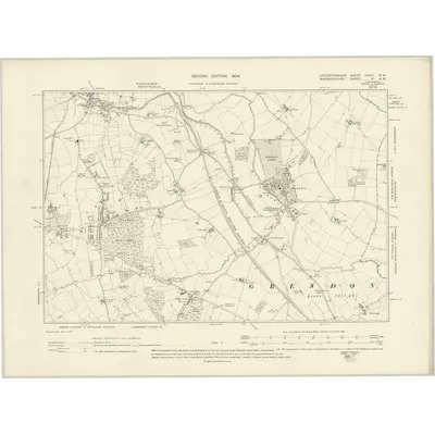 1902 Map of Leicestershire XXXIV.NW, 1904 Print