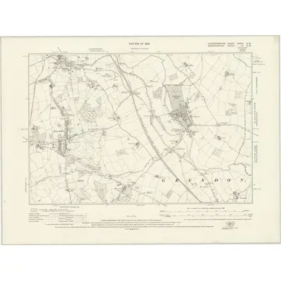 1922 Map of Leicestershire XXXIV.NW, 1925 Print