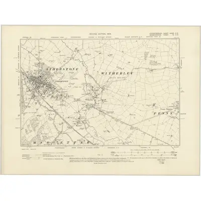 1901 Map of Leicestershire XXXIV.SE, 1904 Print