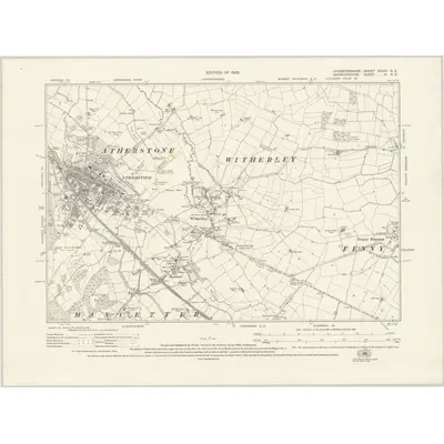 1922 Map of Leicestershire XXXIV.SE, 1925 Print