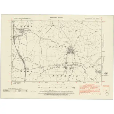 1950 Map of Leicestershire XXXIX.NE, 1952 Print