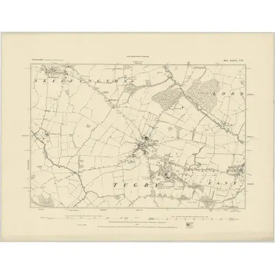 1884 Map of Leicestershire XXXIX.NW, 1885 Print