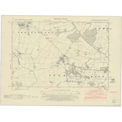 1950 Map of Leicestershire XXXIX.NW, 1952 Print