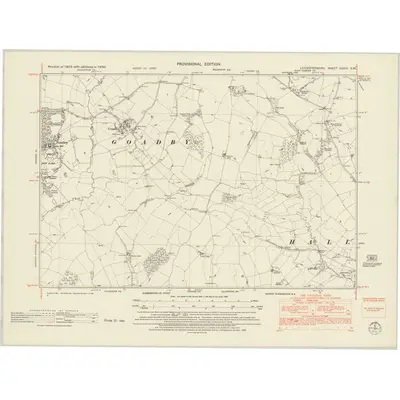 1950 Map of Leicestershire XXXIX.SW, 1952 Print