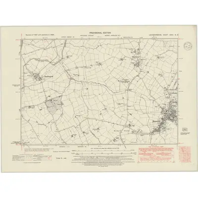 1938 Map of Leicestershire XXXV.SE, 1948 Print