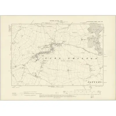 1901 Map of Leicestershire XXXVI.SW, 1904 Print
