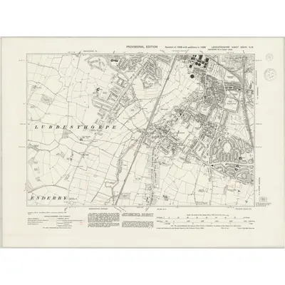 1938 Map of Leicestershire XXXVII.NW, 1944 Print
