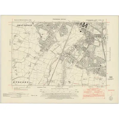 1950 Map of Leicestershire XXXVII.NW, 1952 Print