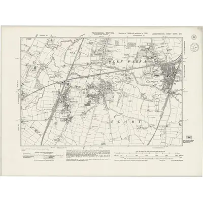 1938 Map of Leicestershire XXXVII.SW, 1944 Print
