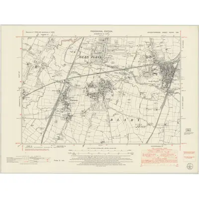 1950 Map of Leicestershire XXXVII.SW, 1952 Print