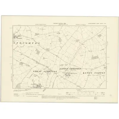 1902 Map of Leicestershire XXXVIII.NW, 1904 Print