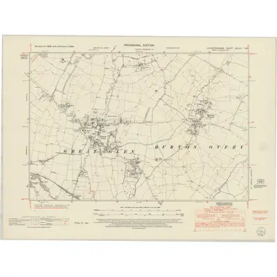 1950 Map of Leicestershire XXXVIII.SW, 1952 Print