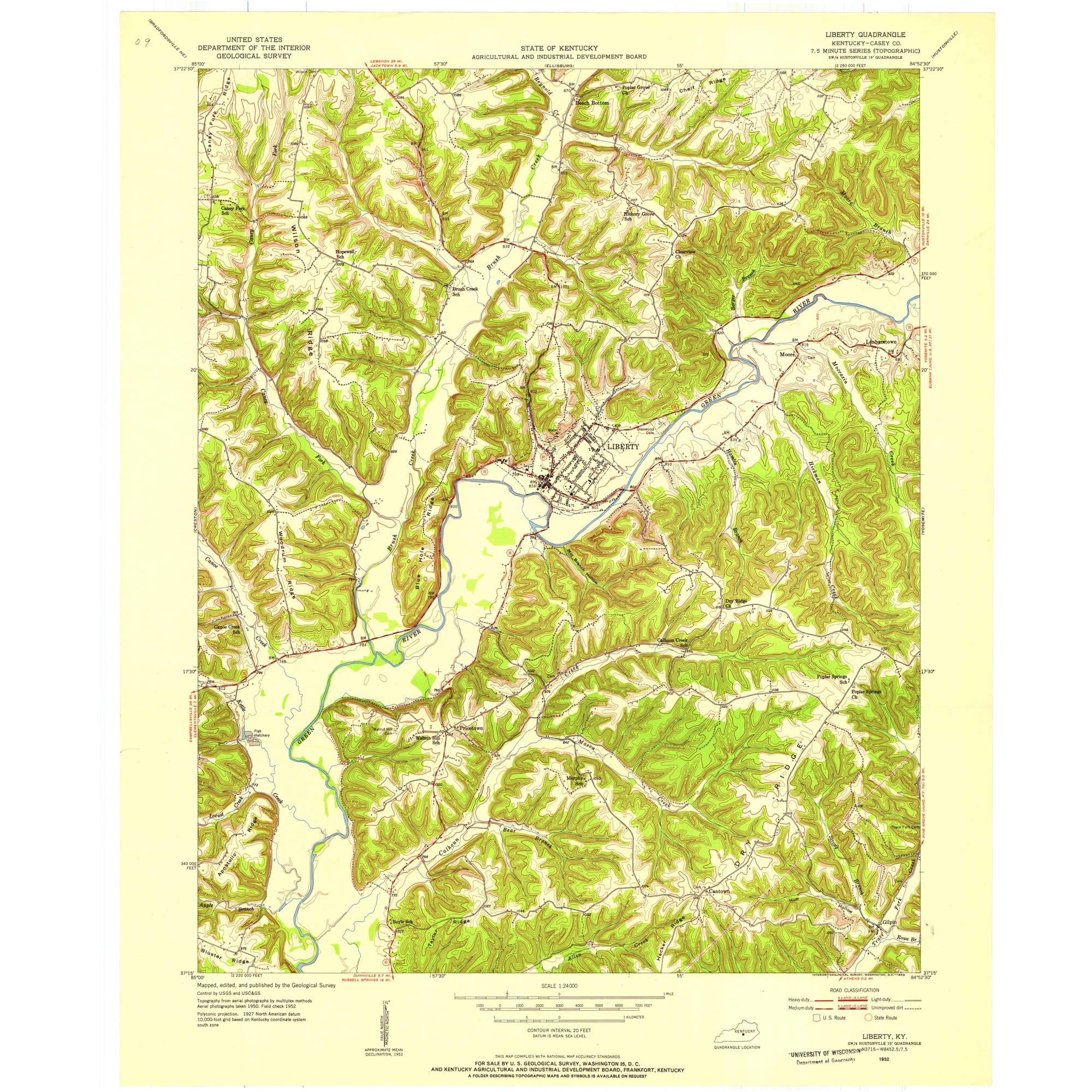 Physical Map Of Casey County
