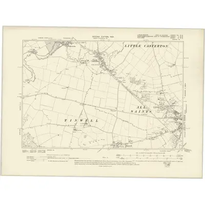 1899 Map of Lincolnshire CL.NE, 1905 Print
