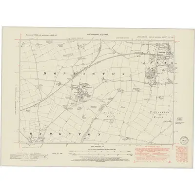 1946 Map of Lincolnshire CV.SW, 1950 Print