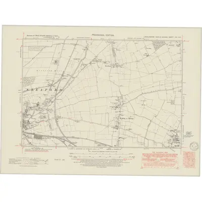 1947 Map of Lincolnshire CVI.NE, 1950 Print