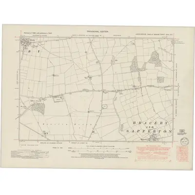 1947 Map of Lincolnshire CXIV.SE, 1950 Print