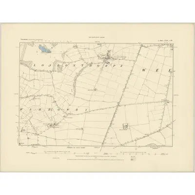 1885 Map of Lincolnshire CXIV.SW, 1886 Print