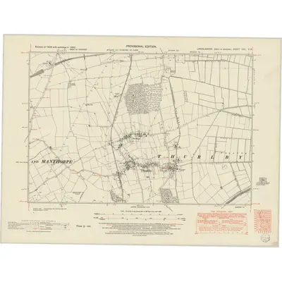 1950 Map of Lincolnshire CXL.SE, 1952 Print