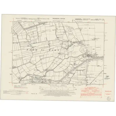 1950 Map of Lincolnshire CXLIV.SW, 1953 Print