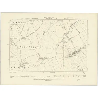 1900 Map of Lincolnshire CXLVI.NE, 1905 Print