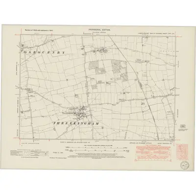 1947 Map of Lincolnshire CXV.SE, 1950 Print